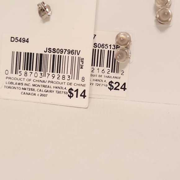 Sterling Silver Earrings - Studs - 4 Pairs - Silver, Blue Crystal, Pearl Jewelry - Picture 6 of 7